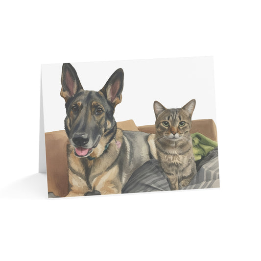 Pet Portrait Greeting Cards — Custom Dog & Cat Note Cards (Sets of 1, 10, 30, 50)