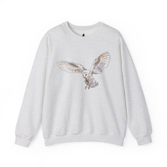 Barn Owl Flight Illustration Sweatshirt — "Certified Bird Nerd" Crewneck