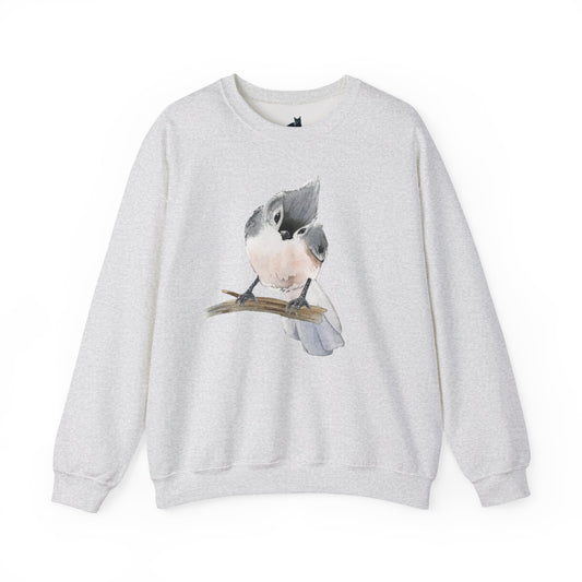 Tufted Titmouse Illustration Sweatshirt — 'Certified Bird Nerd' Crewneck