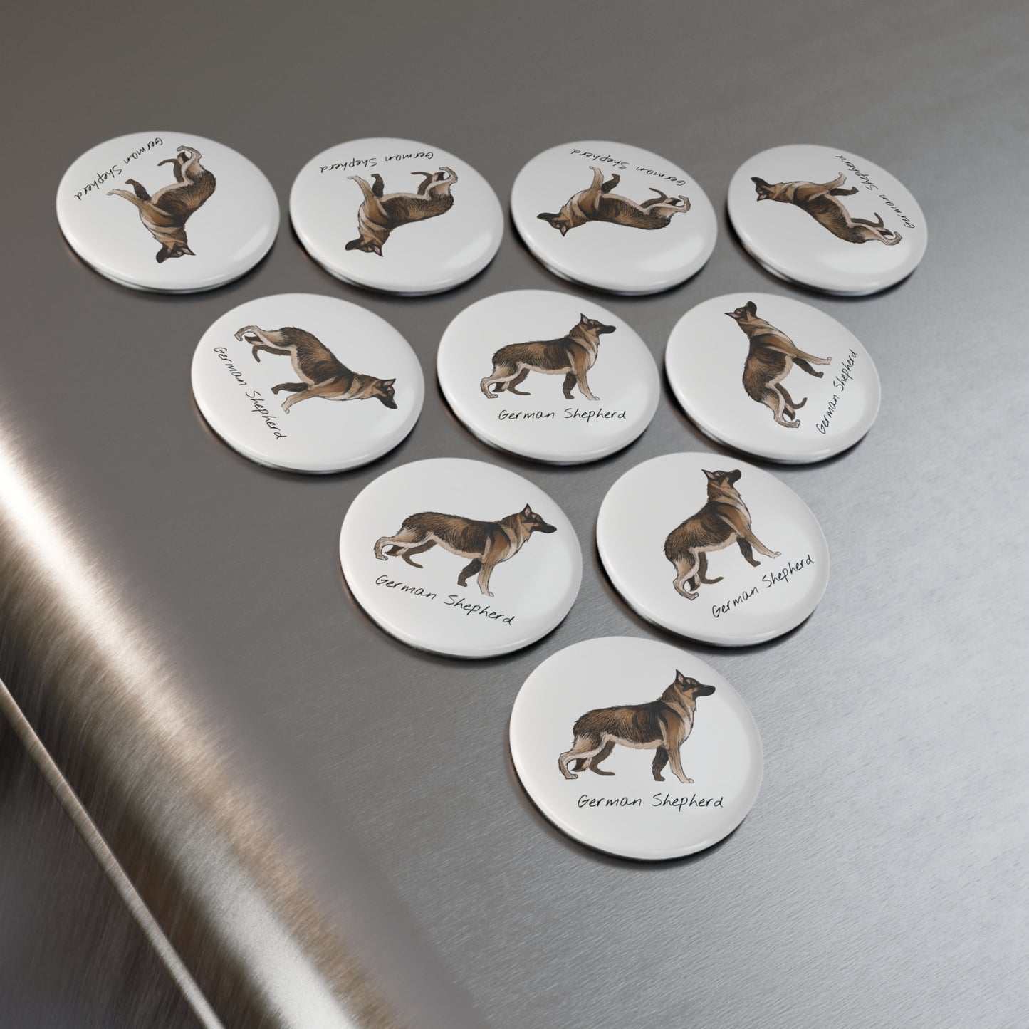 German Shepherd Breed Tile Button Magnet | Round Cat Lover Art Magnet