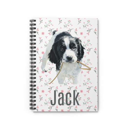 Personalized Pet Portrait Spiral Notebook | Floral Spring Dog Cover with Name | Perfect Gift for Pet Owners