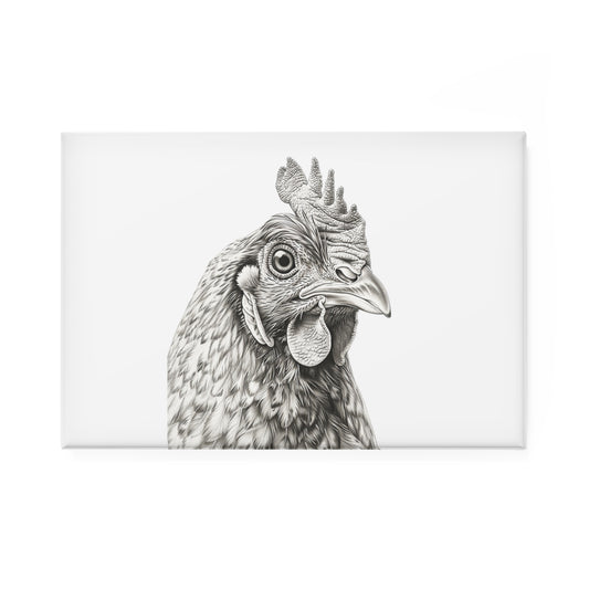 Chicken Head Sketch Rectangle Magnet — Farmhouse Kitchen Decor
