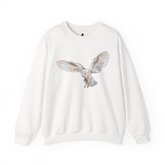 Barn Owl Flight Illustration Sweatshirt — "Certified Bird Nerd" Crewneck
