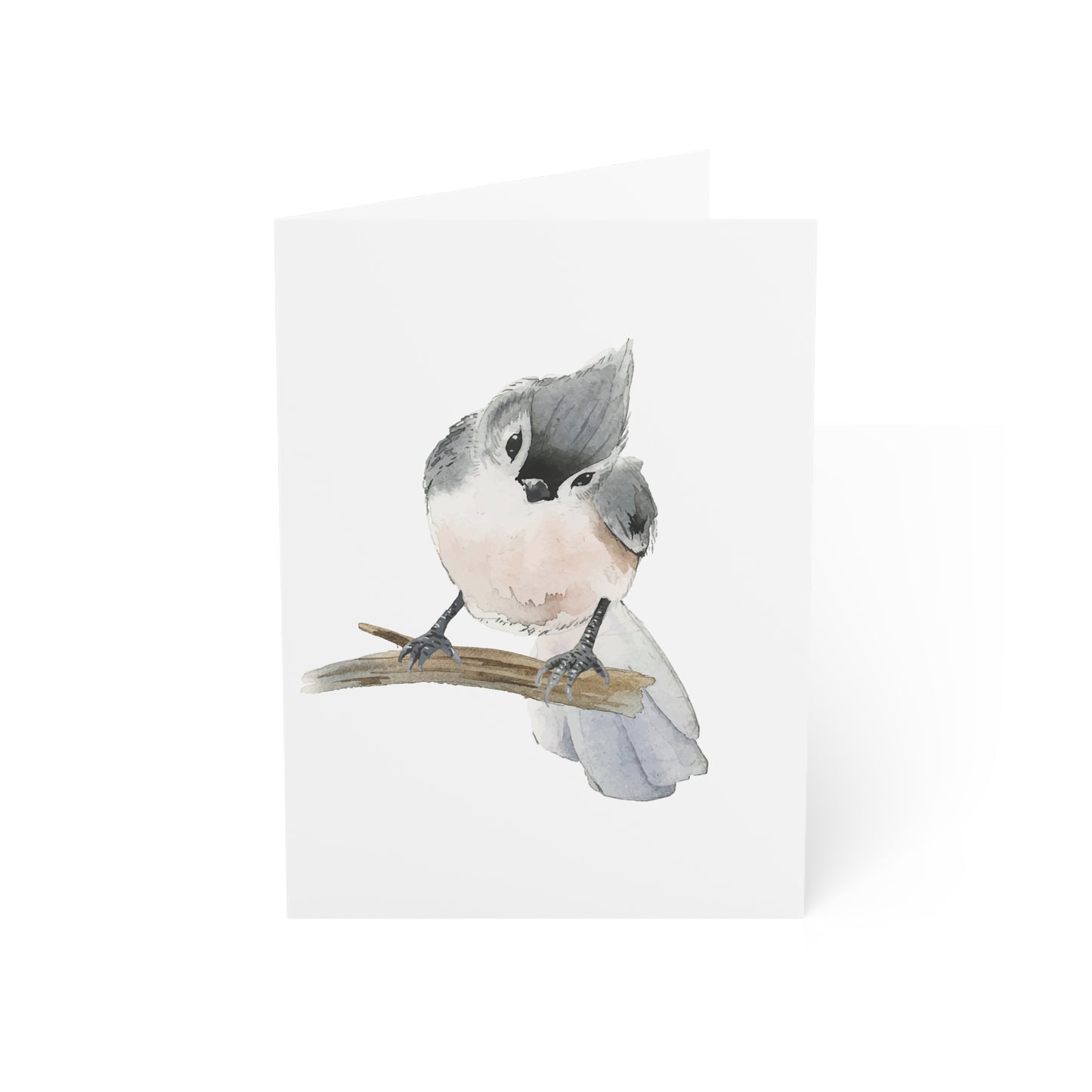 Watercolor Tufted Titmouse Bird Greeting Cards (1/10/30/50 pcs) - Blank Note Cards with Envelopes