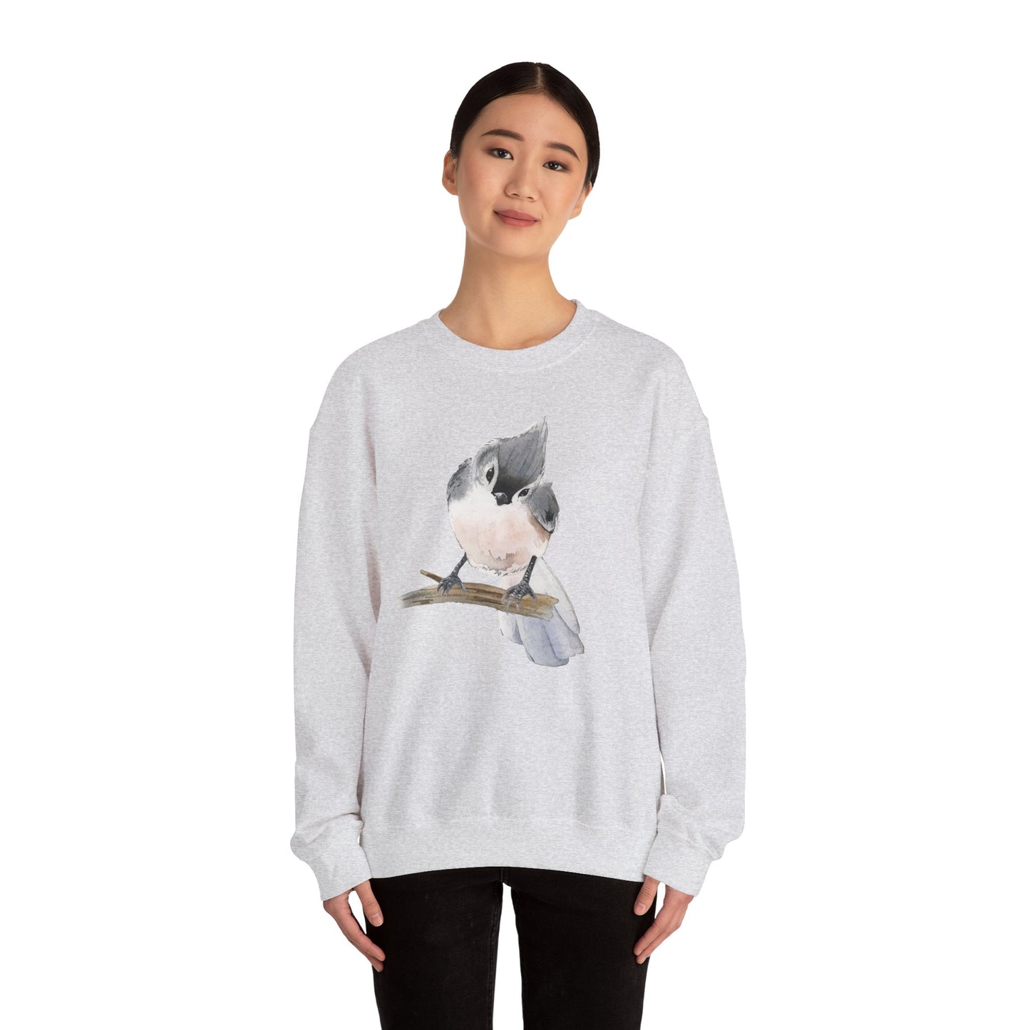 Tufted Titmouse Illustration Sweatshirt — 'Certified Bird Nerd' Crewneck