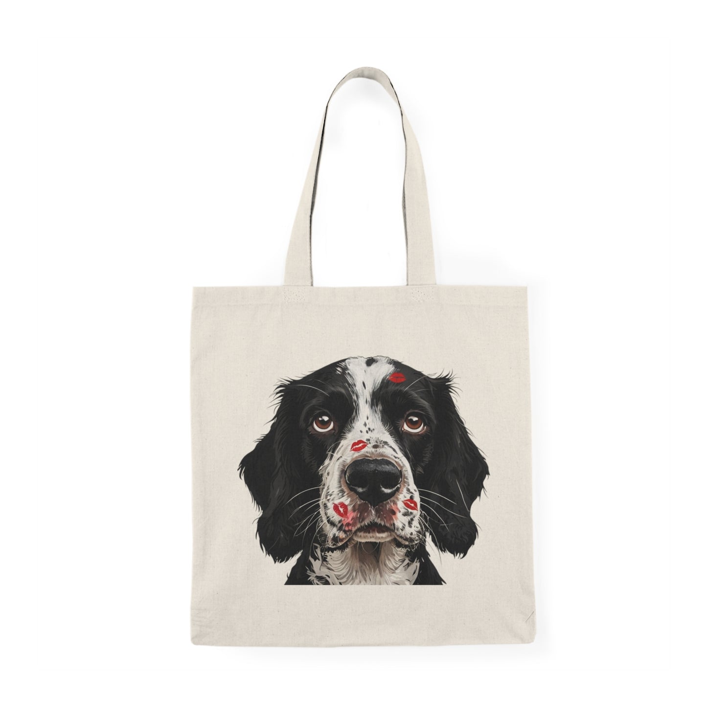 Springer Spaniel Portrait Tote Bag - Cute Dog Face Cotton Shopper