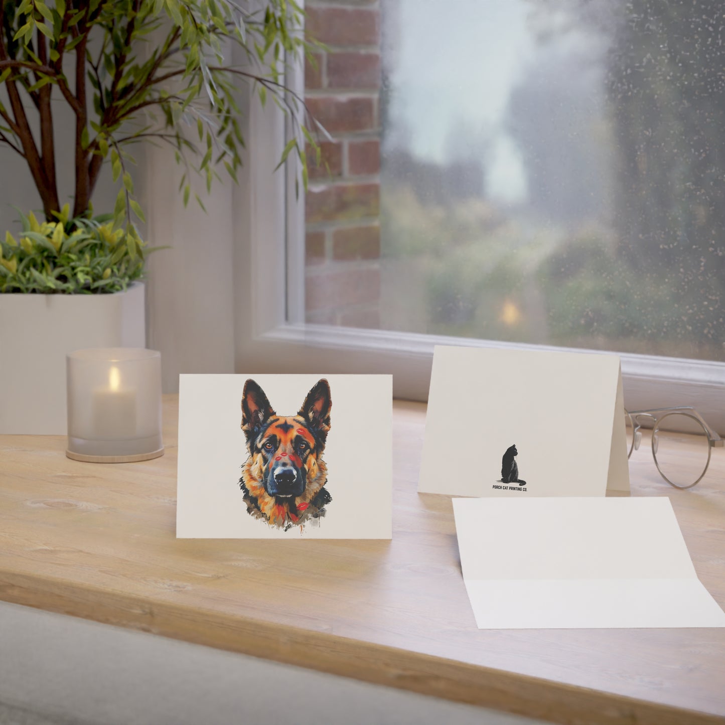 German Shepherd Love Greeting Cards (1/10/30/50 pcs) - Blank Note Cards with Envelopes