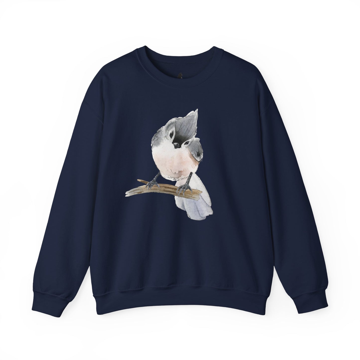 Tufted Titmouse Illustration Sweatshirt — 'Certified Bird Nerd' Crewneck