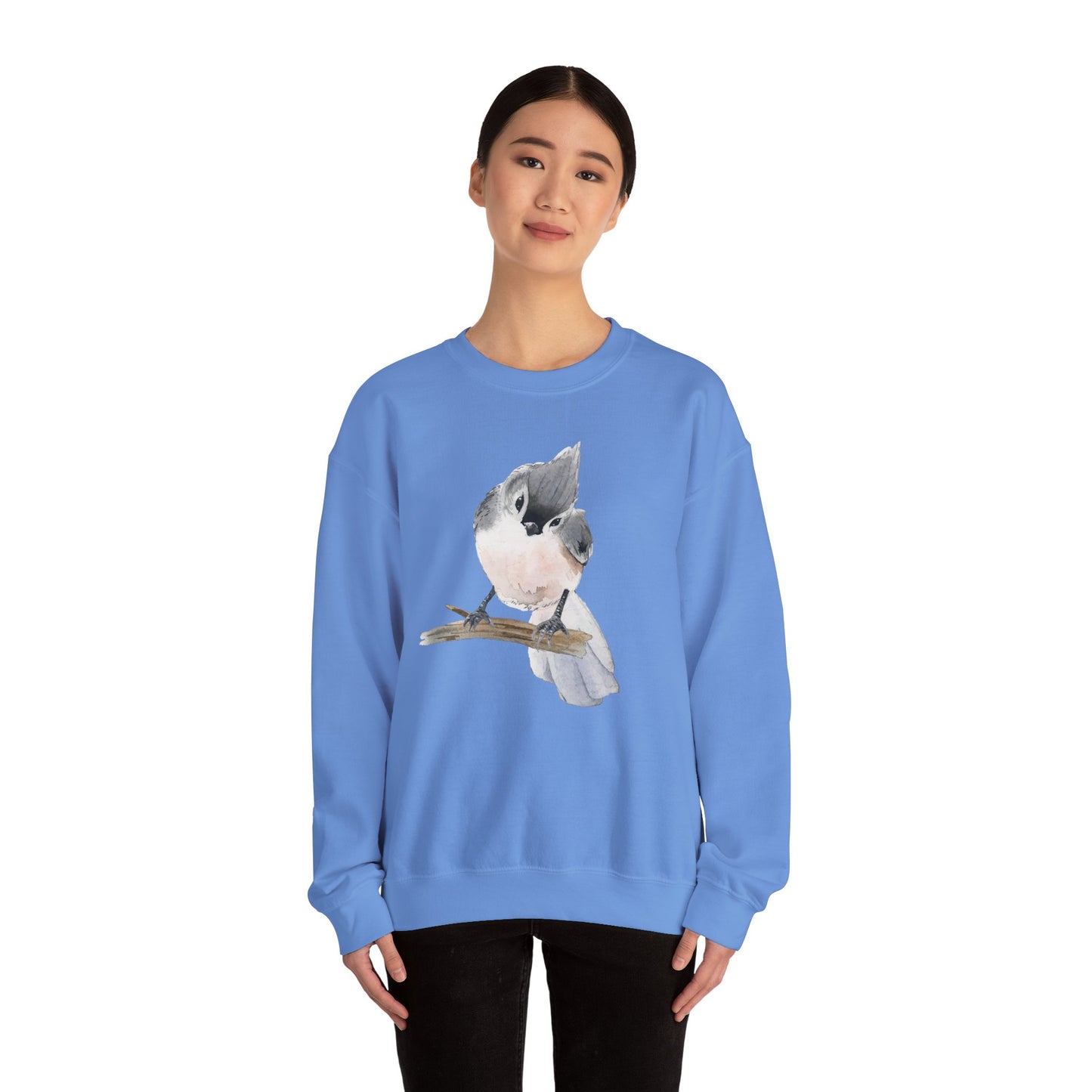 Tufted Titmouse Illustration Sweatshirt — 'Certified Bird Nerd' Crewneck
