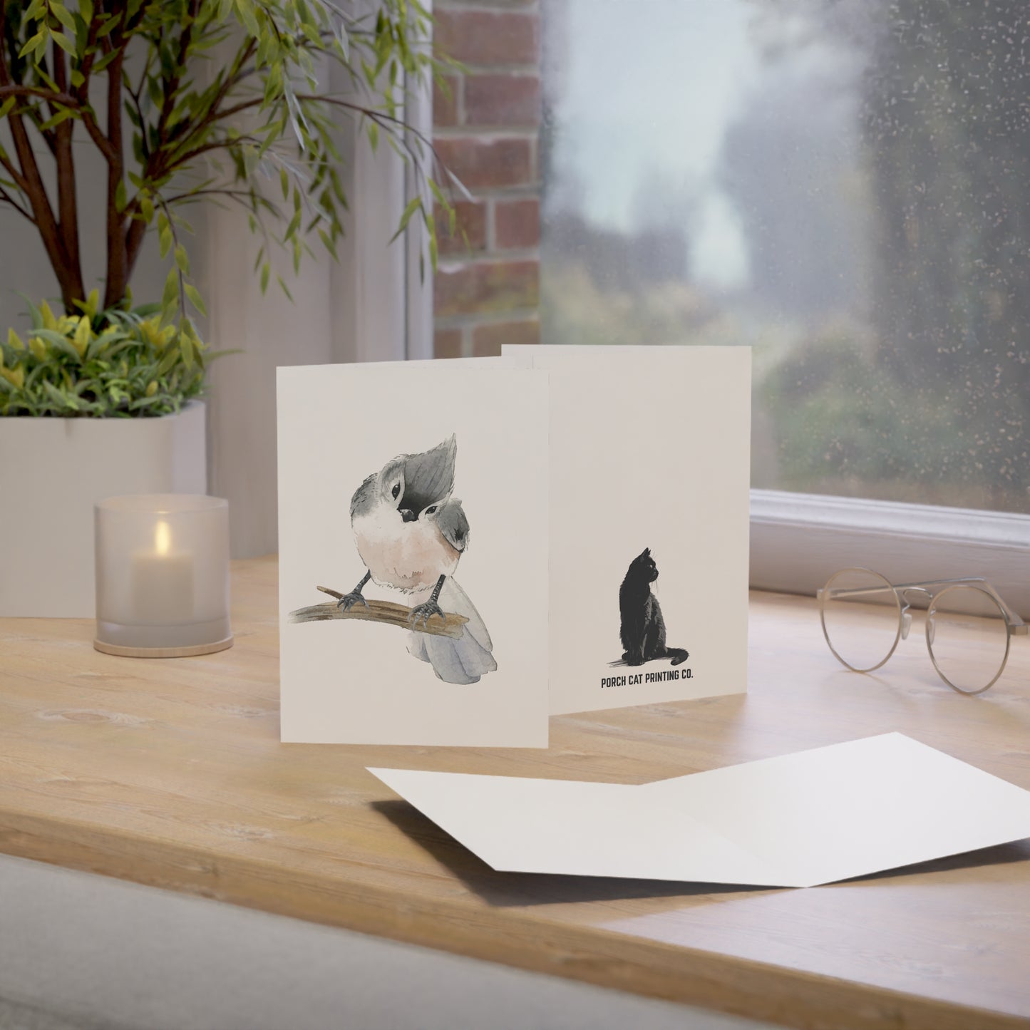 Watercolor Tufted Titmouse Bird Greeting Cards (1/10/30/50 pcs) - Blank Note Cards with Envelopes