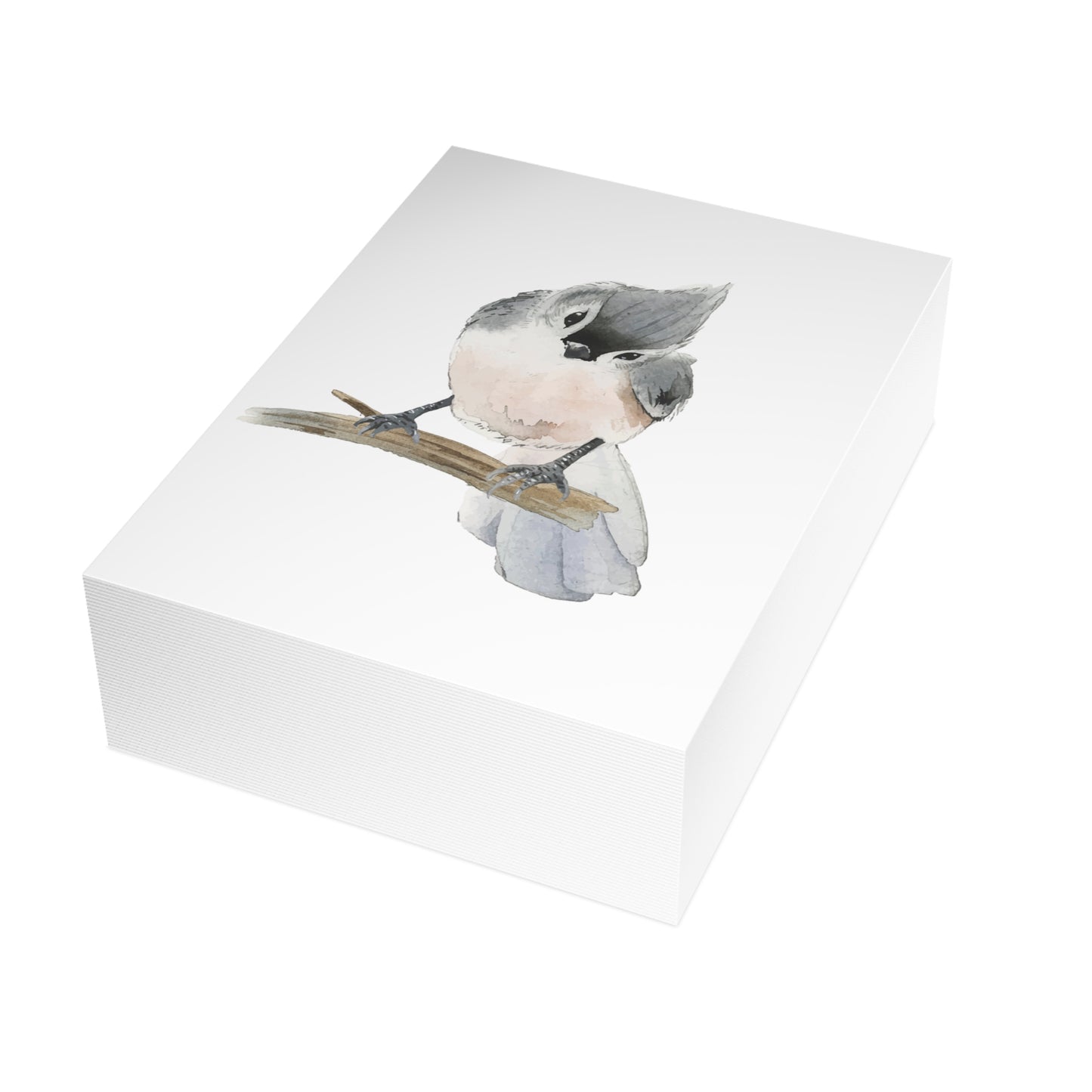 Watercolor Tufted Titmouse Bird Greeting Cards (1/10/30/50 pcs) - Blank Note Cards with Envelopes