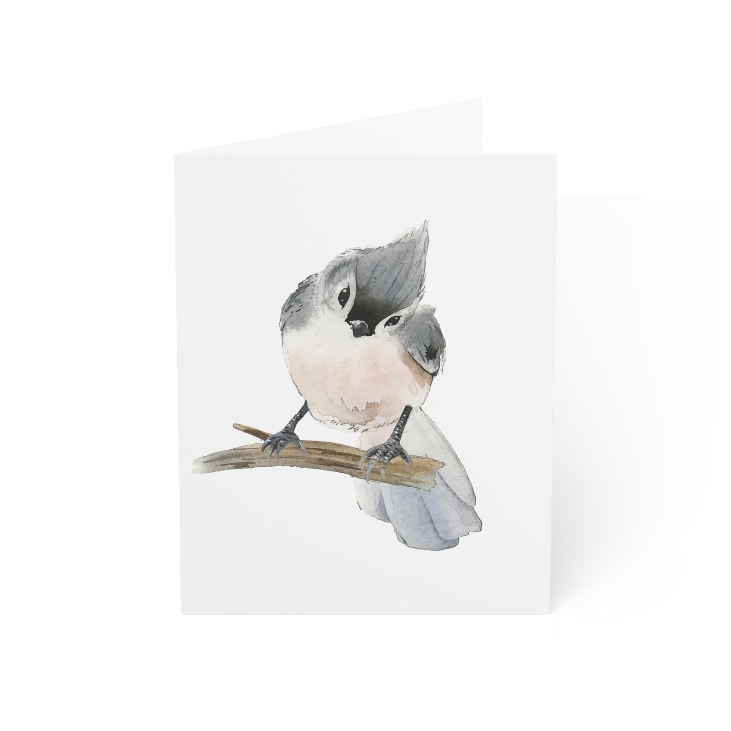 Watercolor Tufted Titmouse Bird Greeting Cards (1/10/30/50 pcs) - Blank Note Cards with Envelopes