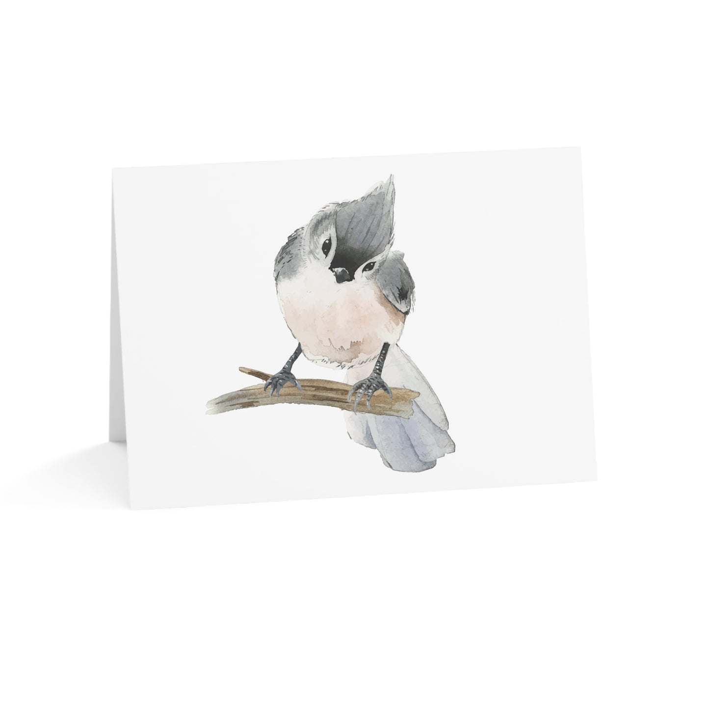 Watercolor Tufted Titmouse Bird Greeting Cards (1/10/30/50 pcs) - Blank Note Cards with Envelopes