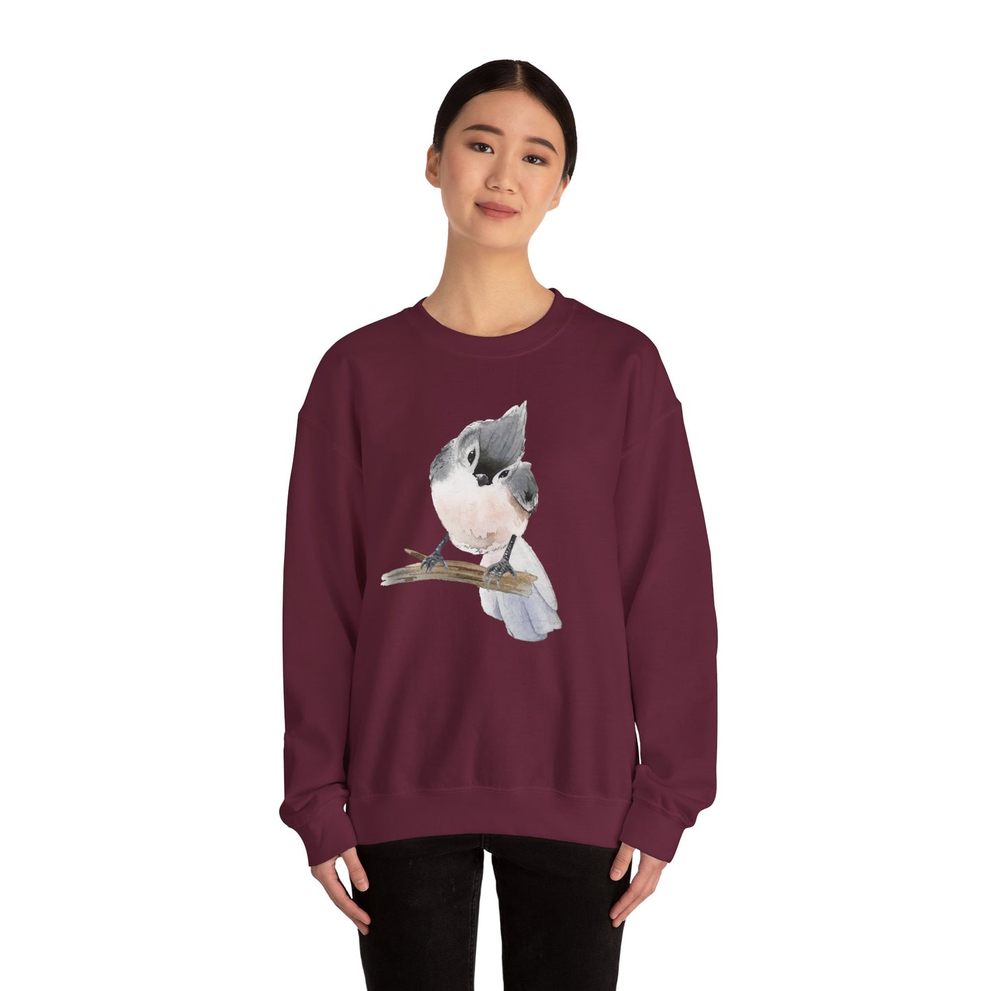 Tufted Titmouse Illustration Sweatshirt — 'Certified Bird Nerd' Crewneck