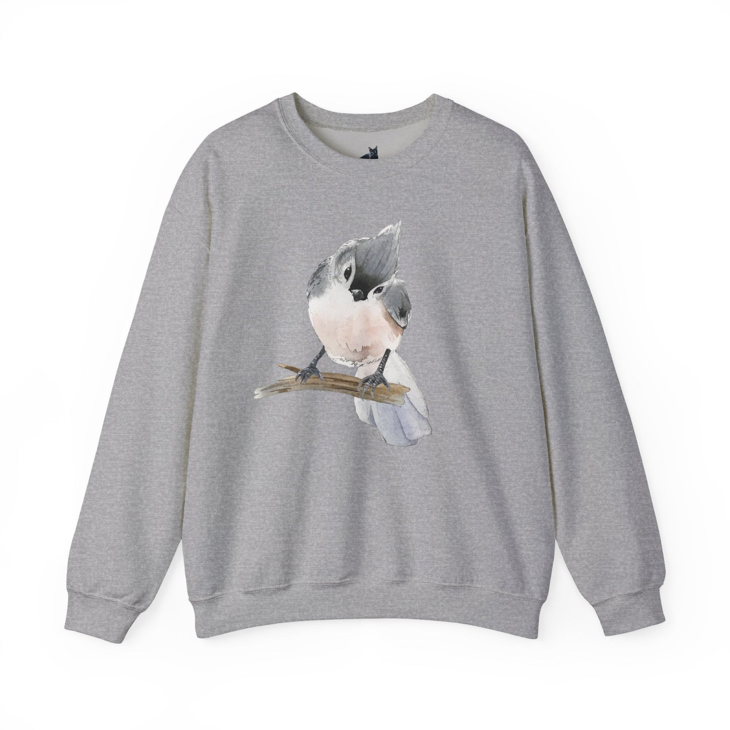 Tufted Titmouse Illustration Sweatshirt — 'Certified Bird Nerd' Crewneck