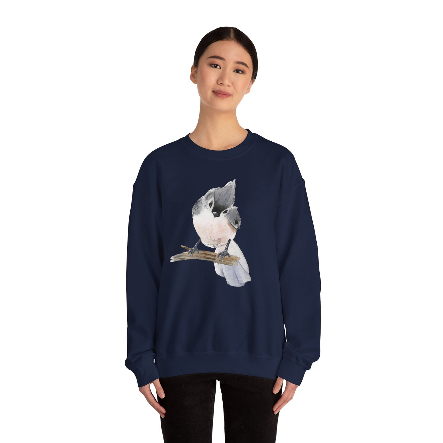 Tufted Titmouse Illustration Sweatshirt — 'Certified Bird Nerd' Crewneck