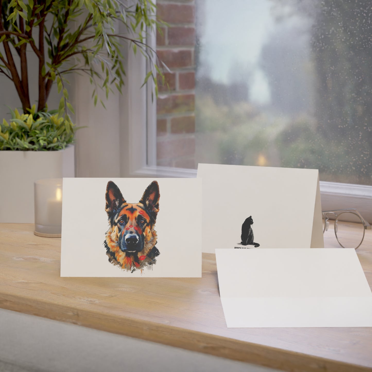 German Shepherd Love Greeting Cards (1/10/30/50 pcs) - Blank Note Cards with Envelopes
