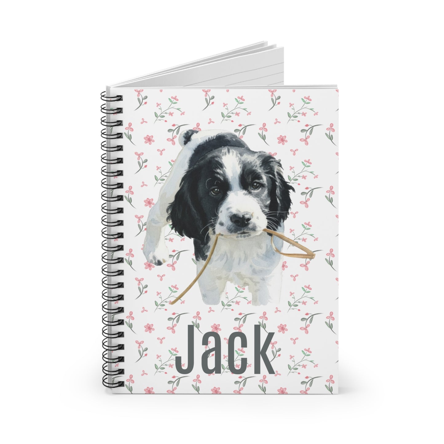 Personalized Pet Portrait Spiral Notebook | Floral Spring Dog Cover with Name | Perfect Gift for Pet Owners