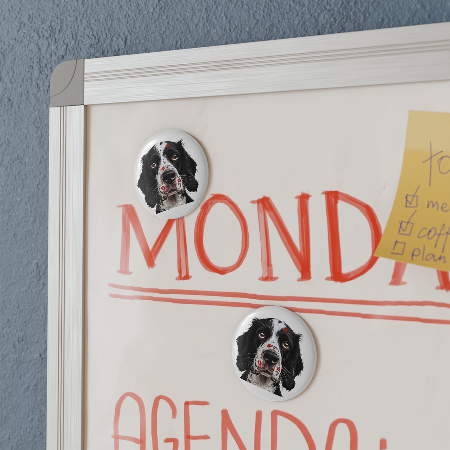 Springer Spaniel Love Round Button Magnet — Cute Kissed Spaniel Fridge Magnet