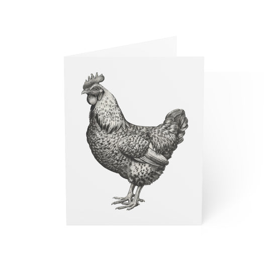 Vintage Farmhouse Standing Hen Greeting Cards (1/10/30/50 pcs) - Blank Note Cards with Envelopes