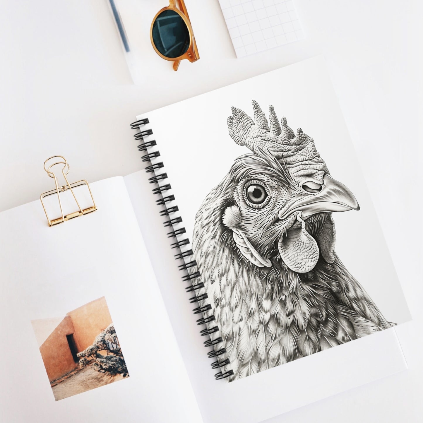 Chicken Portrait Spiral Notebook — Ruled Lined Journal for Farm Lovers & Artists