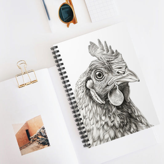 Chicken Portrait Spiral Notebook — Ruled Lined Journal for Farm Lovers & Artists