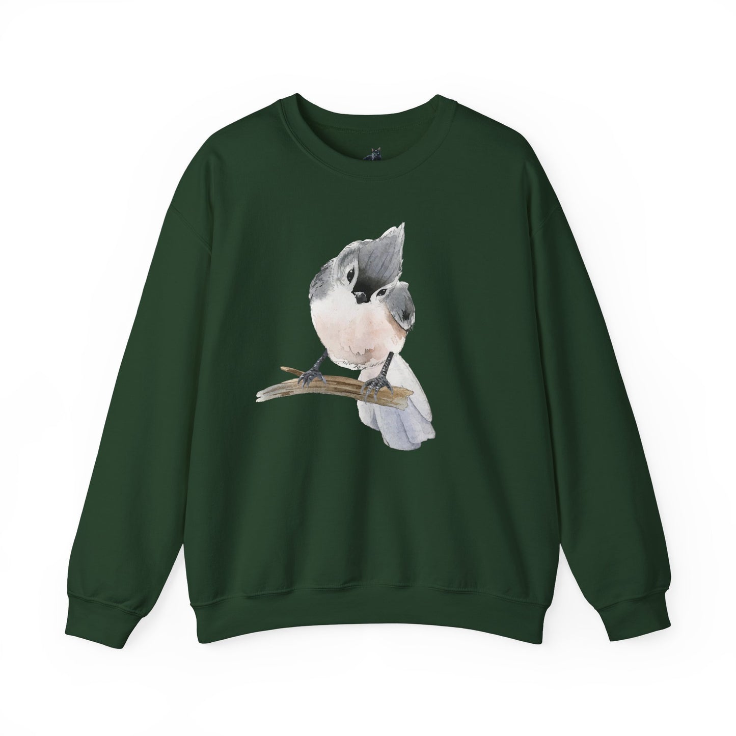 Tufted Titmouse Illustration Sweatshirt — 'Certified Bird Nerd' Crewneck