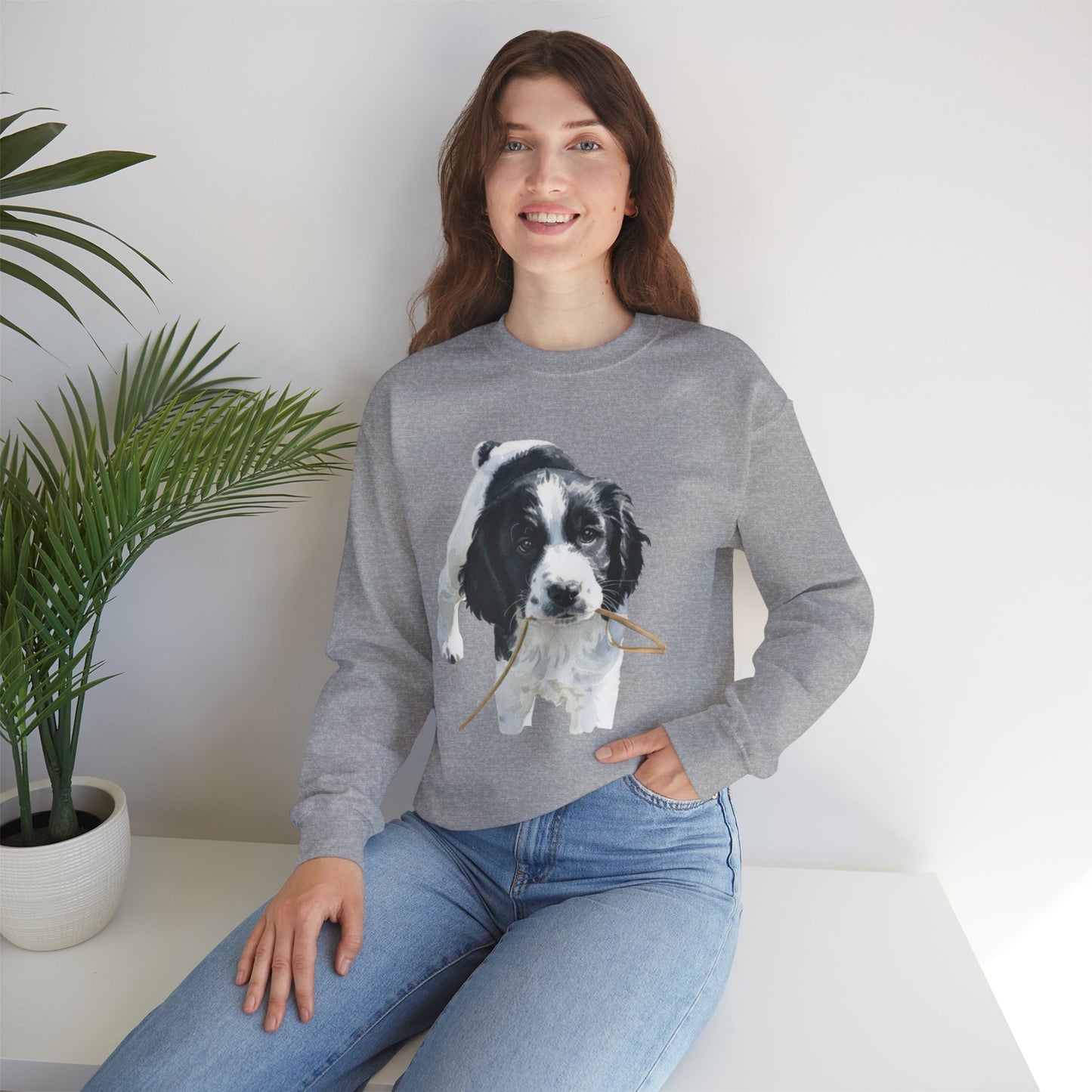 Springer Spaniel Puppy Portrait Crewneck Sweatshirt | Gift for Pet Lovers