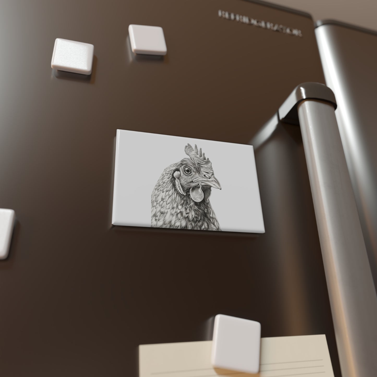 Chicken Head Sketch Rectangle Magnet — Farmhouse Kitchen Decor