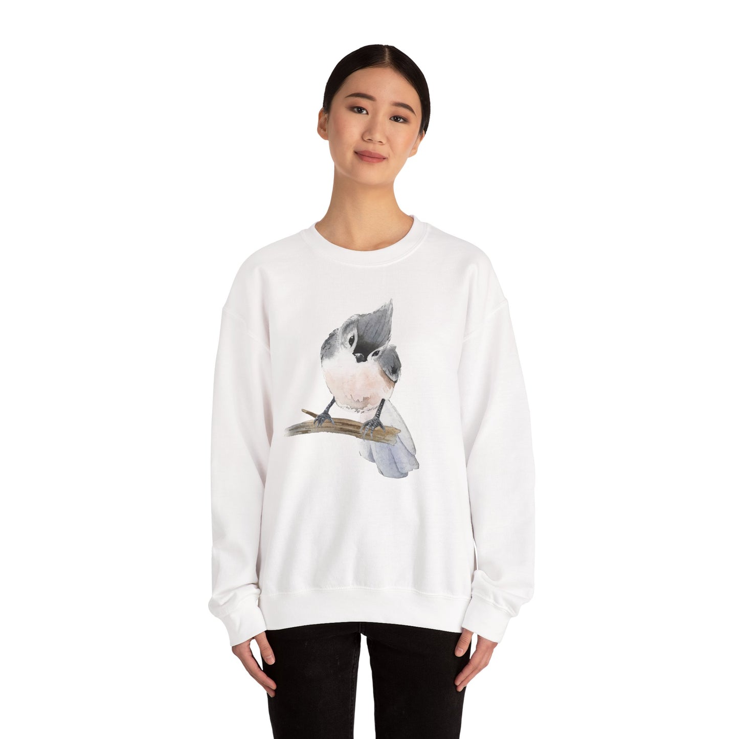 Tufted Titmouse Illustration Sweatshirt — 'Certified Bird Nerd' Crewneck