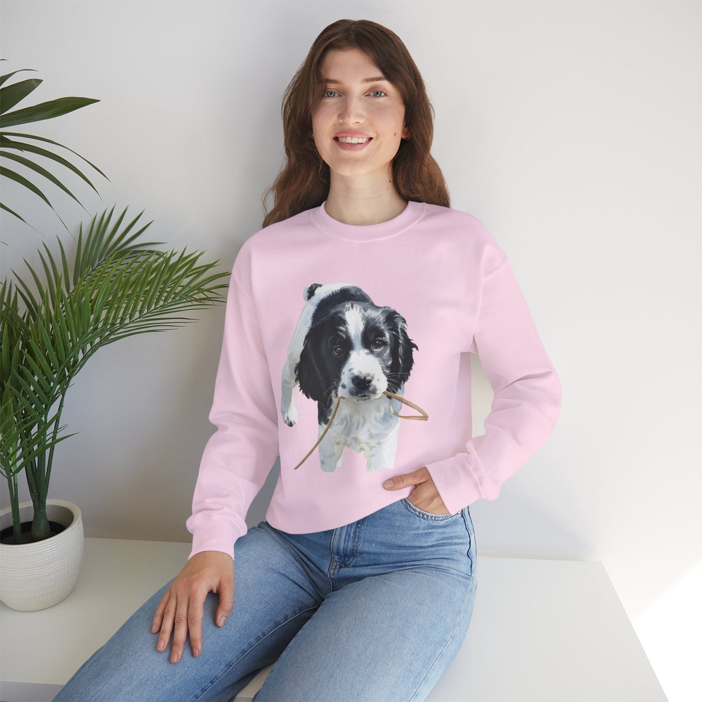 Springer Spaniel Puppy Portrait Crewneck Sweatshirt | Gift for Pet Lovers