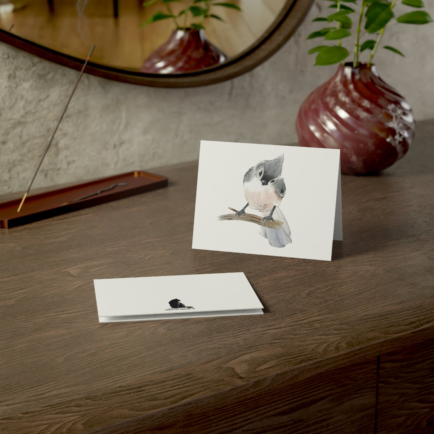 Watercolor Tufted Titmouse Bird Greeting Cards (1/10/30/50 pcs) - Blank Note Cards with Envelopes