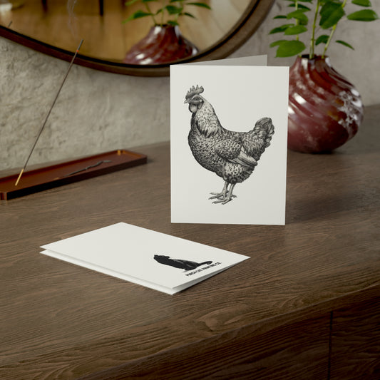 Vintage Farmhouse Standing Hen Greeting Cards (1/10/30/50 pcs) - Blank Note Cards with Envelopes