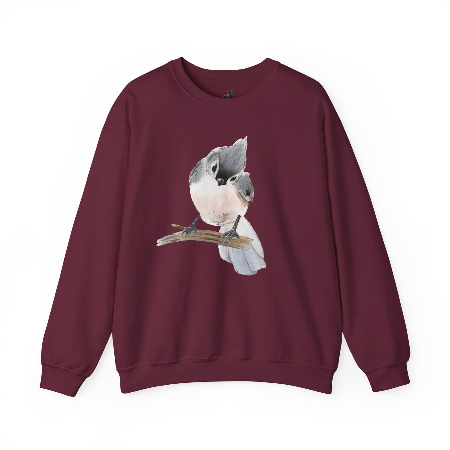 Tufted Titmouse Illustration Sweatshirt — 'Certified Bird Nerd' Crewneck