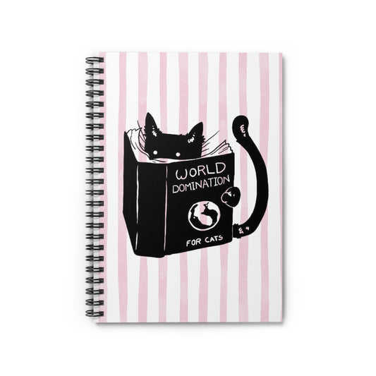 Cat Notebook — 'World Domination for Cats' Spiral Ruled Journal