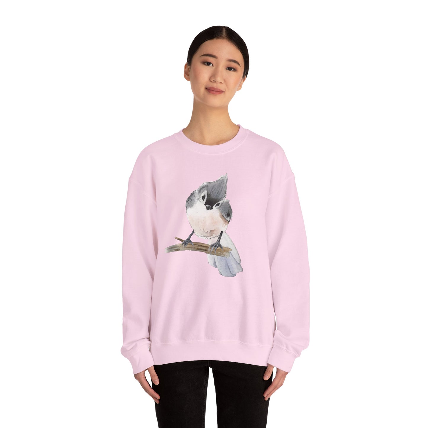 Tufted Titmouse Illustration Sweatshirt — 'Certified Bird Nerd' Crewneck