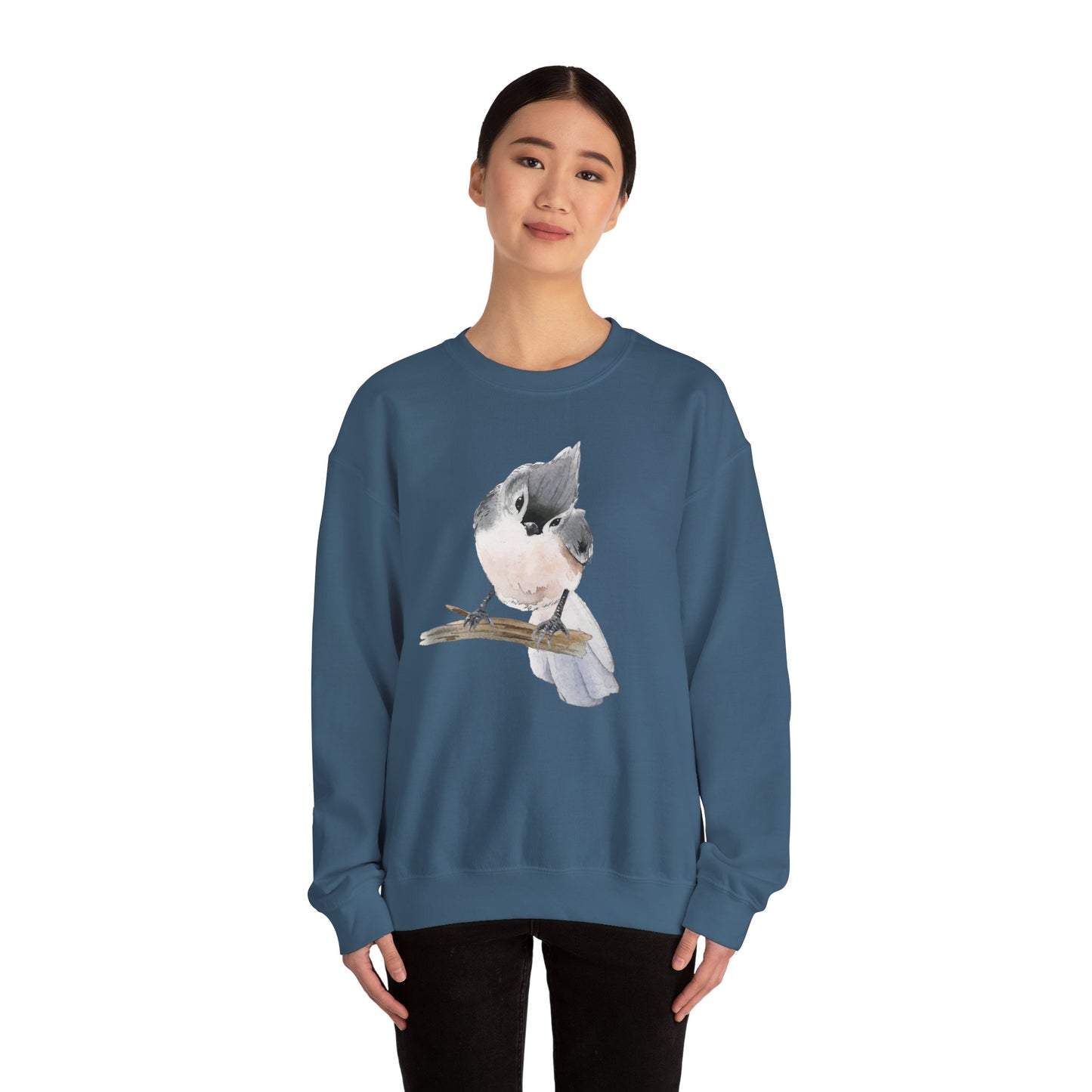 Tufted Titmouse Illustration Sweatshirt — 'Certified Bird Nerd' Crewneck