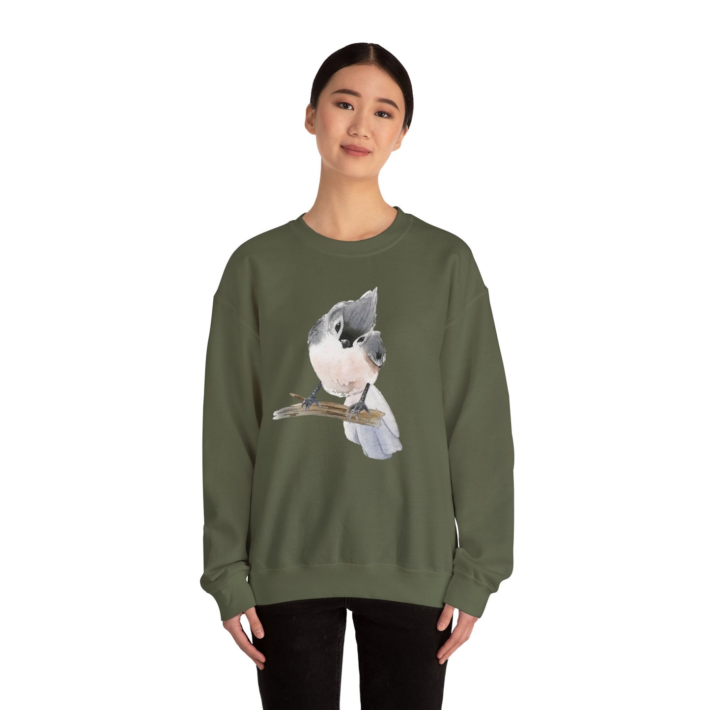 Tufted Titmouse Illustration Sweatshirt — 'Certified Bird Nerd' Crewneck