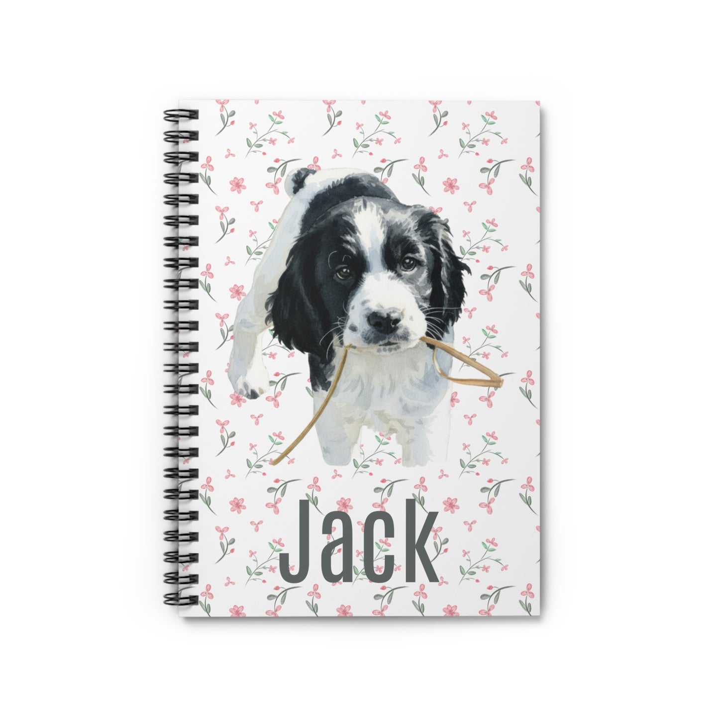 Personalized Pet Portrait Spiral Notebook | Floral Spring Dog Cover with Name | Perfect Gift for Pet Owners