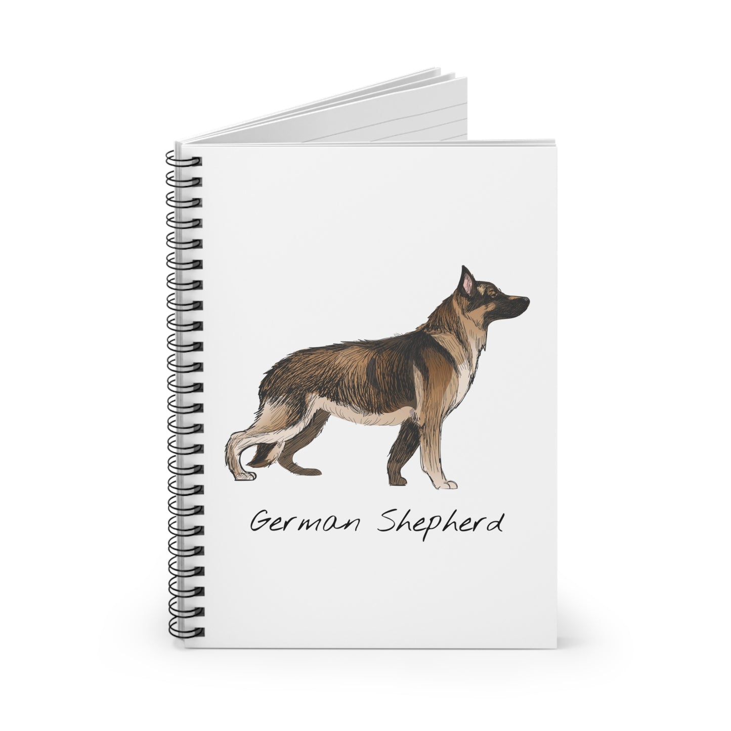German Shepherd Illustration Spiral Notebook | Ruled Journal
