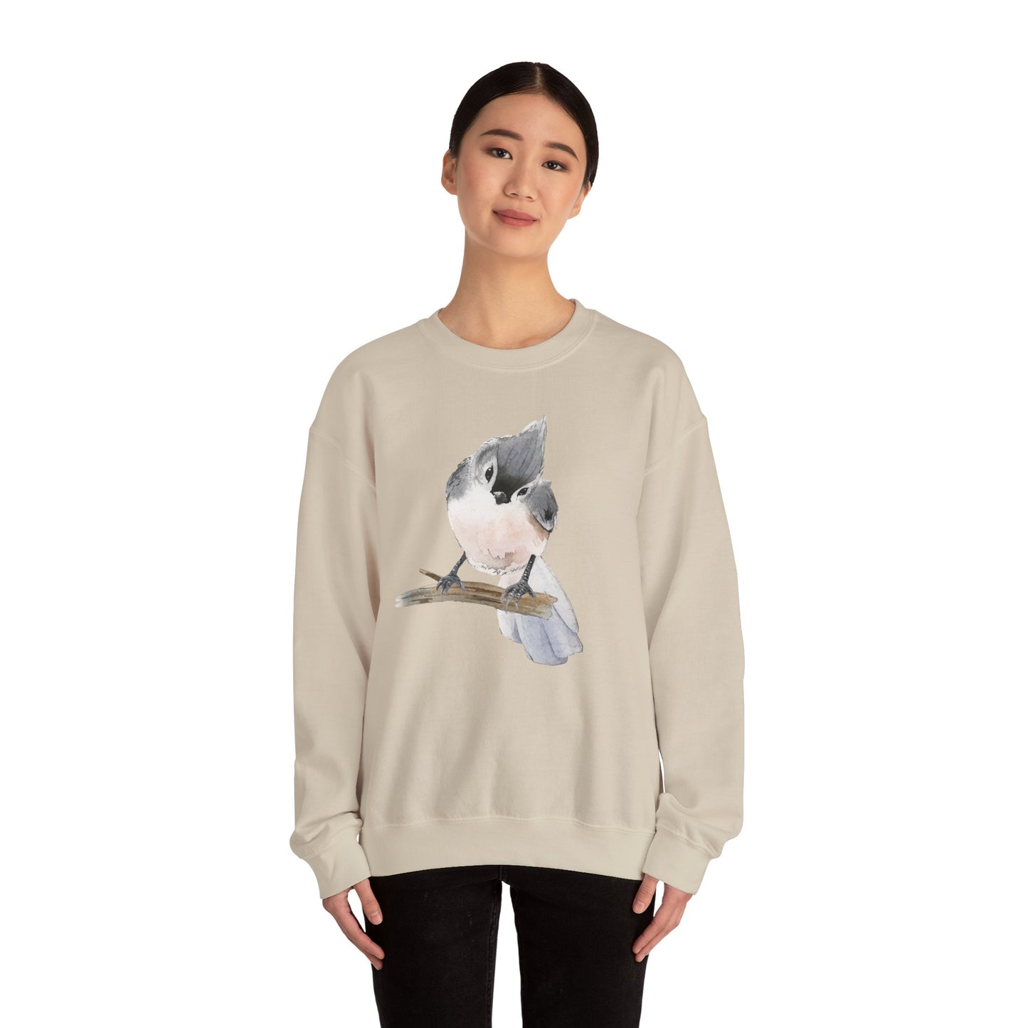 Tufted Titmouse Illustration Sweatshirt — 'Certified Bird Nerd' Crewneck