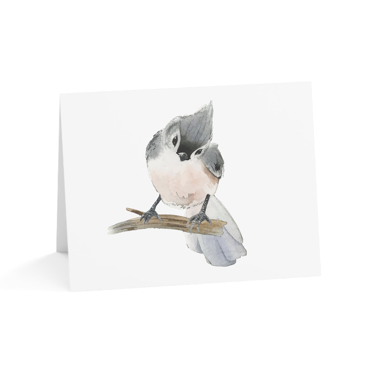 Watercolor Tufted Titmouse Bird Greeting Cards (1/10/30/50 pcs) - Blank Note Cards with Envelopes