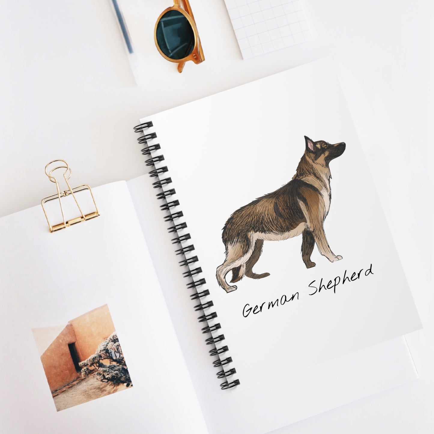German Shepherd Illustration Spiral Notebook | Ruled Journal