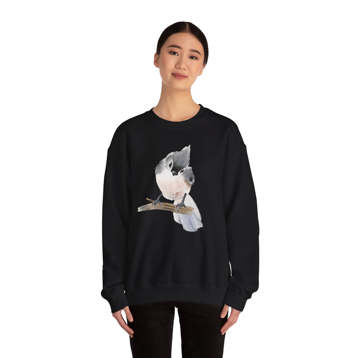 Tufted Titmouse Illustration Sweatshirt — 'Certified Bird Nerd' Crewneck