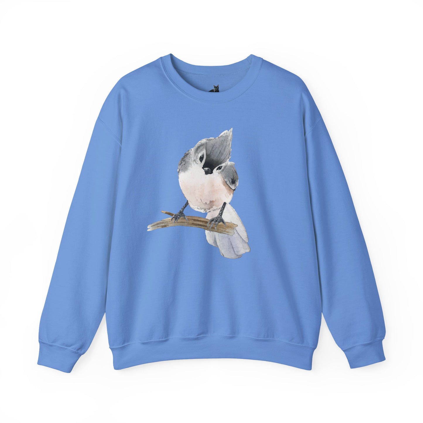Tufted Titmouse Illustration Sweatshirt — 'Certified Bird Nerd' Crewneck