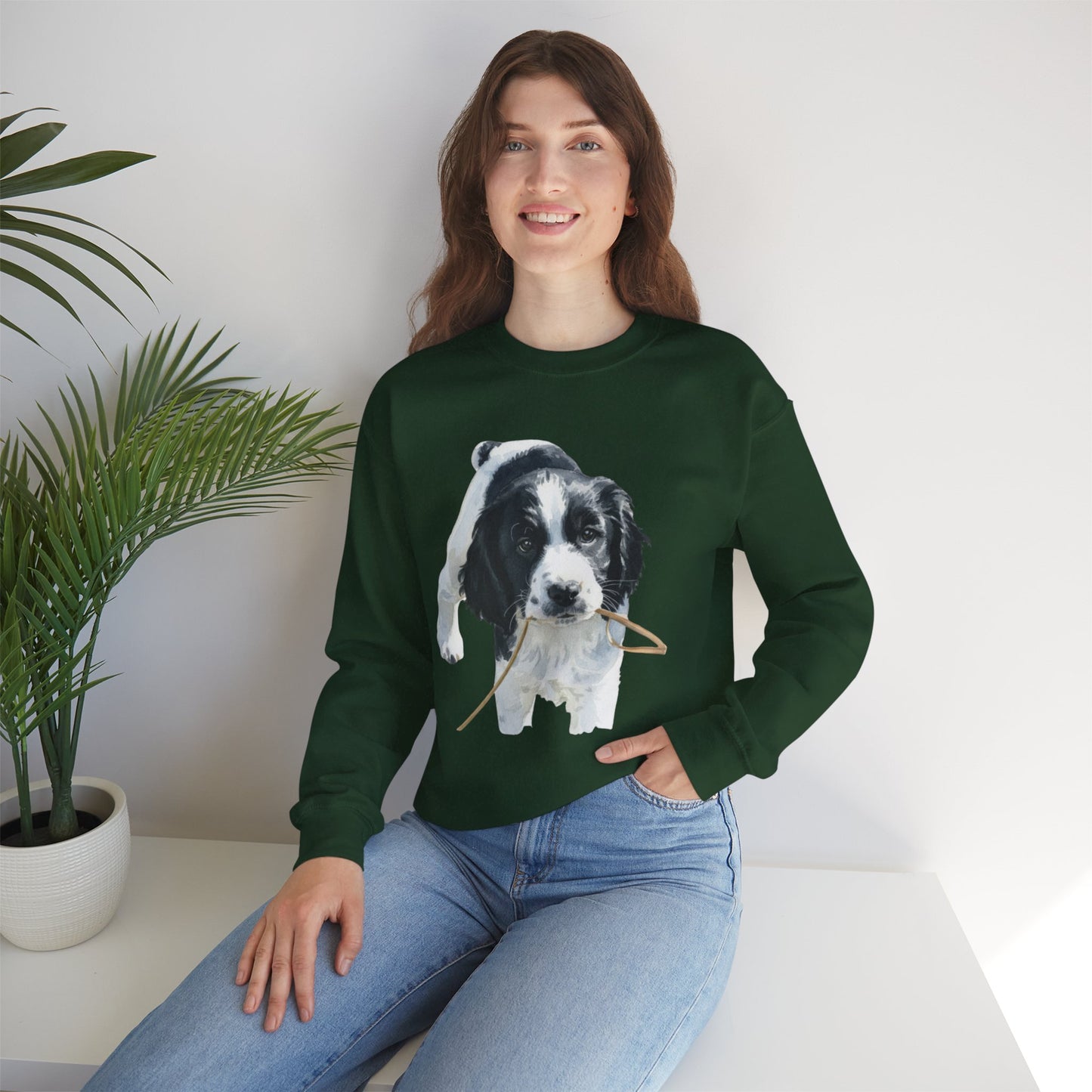 Springer Spaniel Puppy Portrait Crewneck Sweatshirt | Gift for Pet Lovers